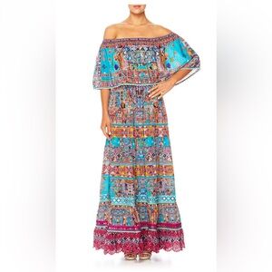Camilla Kaleidoscope Off the Shoulder stunning silk maxi dress size large $745